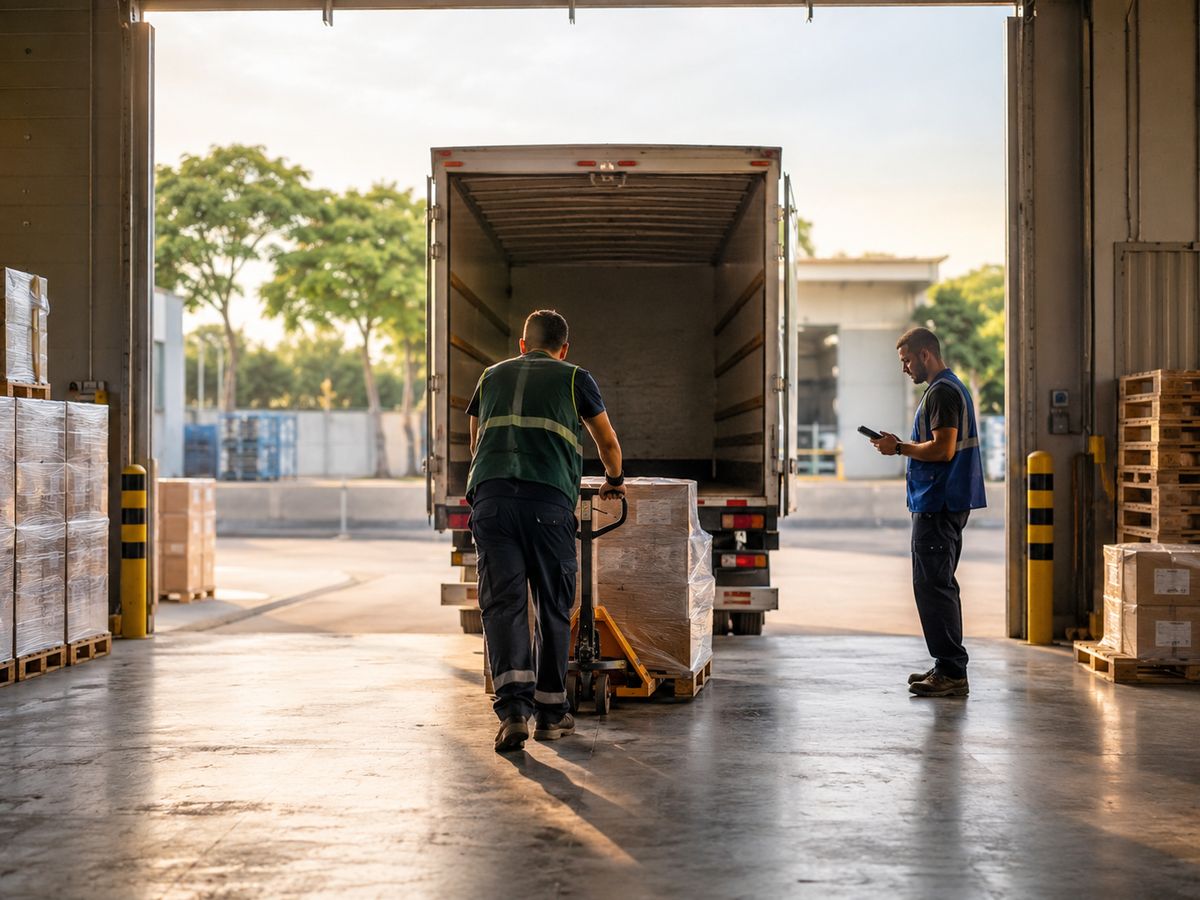 Doca de carregamento com caminhão posicionado